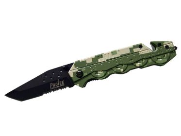 Digital Camo Tank Handle Rescue Spring Assist Knife