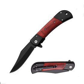 4 Inch Closed Spring Assisted Knife With Brown Pakkawood Handle