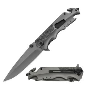 5-in-1 Multi-Tool Spring Assist Folding Pocket Camping Grey Knife