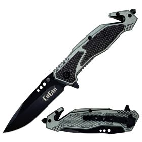 ElitEdge Grey Tactical Rescue Folder Spring Assist Knife