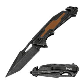 8.5'' Stonewashed Spring Assist Tanto Blade Pocket Knife - Tactical G10 Handle