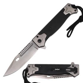 9.25" Tactical Spring Assisted Open Pocket Knife Black G10 Handle