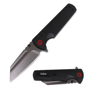 Wharncliffe Cleaver Grey Blade Spring Assisted Pocket Knife Black Handle