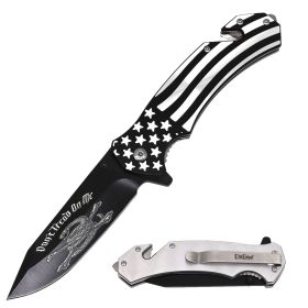 USA American Flag Patriotic Don't Tread On Me Rescue Spring Assist Pocket Knife