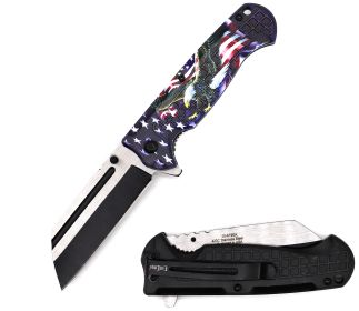 4.6" Closed American Eagle Cleaver Razor Blade Spring Assist Knife