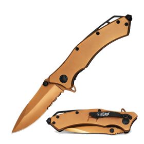 8.25" Rose Gold Heavy Duty Tactical Spring Assisted Open Pocket Knife