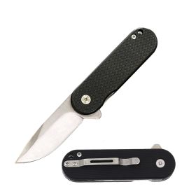 Black G10 Handle Ball Bearing Titanium Coated Blade Pocket Knife