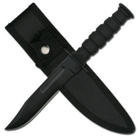 7.25 Inches Drop Point Serrated Combat Survival Knife Rubberized Handle
