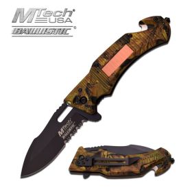 Leaf Camo Handle Solar Pannel Led Light Rescue Spring Assist Pocket Knife