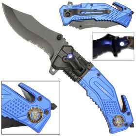 Spring Assist Led Tactical Us Navy Rescue Assisted Opening Knife