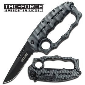 Carbon Fiber Knuckle Handle Spring Assisted Knife With Glass Breaker
