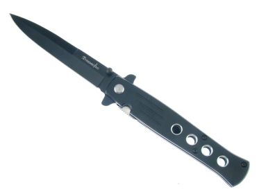 All Black Stiletto Style Spring Assisted Knife - 'Legal Auto Knife'