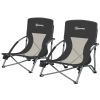 Set of 2 Folding Beach Chairs with Mesh Back, Carry Bag and Cup Holder for Outdoor Camping Lawn Sports Picnic, Black