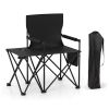 Oversized Foldable Camping Chair with Side Table & Cup Holder, 330 LBS Capacity for Outdoor Use-Black
