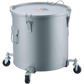 Fryer Grease Bucket, 10 Gal Oil Disposal Caddy with Caster Base, Carbon Steel Rust-Proof Coating, Oil Transport Container with Lid, Lock Clips