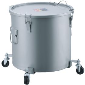 Fryer Grease Bucket, 16 Gal Oil Disposal Caddy with Caster Base, Carbon Steel Rust-Proof Coating, Oil Transport Container with Lid, Lock Clips