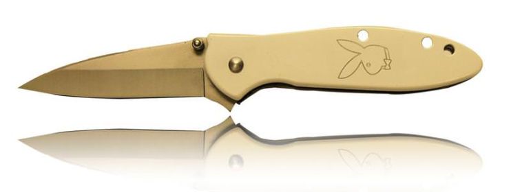 White Playboy Bunny Assisted Opening Pocket Knife