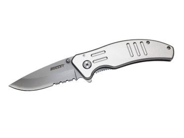 Bullet Spring Assisted Opening Knife - Silver Handle