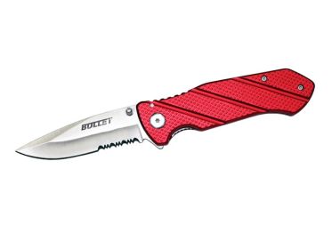 Bullet Spring Assisted Opening Knife - Red Handle