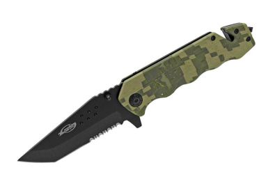 Army Tank Digital Green Camo Rescue Assisted Opening Knife
