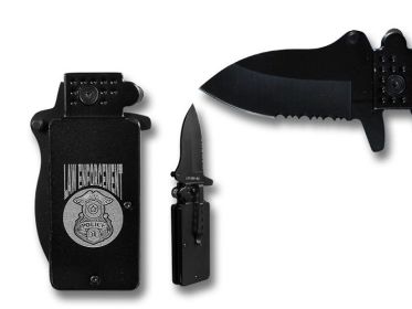 Law Enforcement 3.5 Inch Spring Assisted Lighter Style Knife - Clip