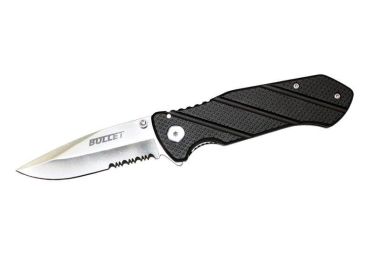 4.5" Closed Spring Assist Knife Partially Serrated Blade - Black