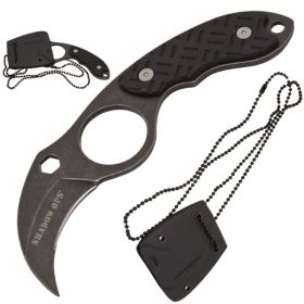 Shadow Ops Neck Knife Karambit Blade With Wrench Hole And Kydex Sheath