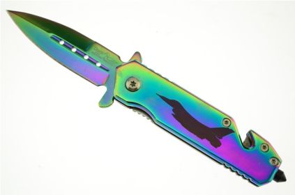 3.5 Inch Closed Rescue Spring Assist Air Force Folding Knife - Titanium
