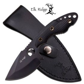 Hunting Fixed Blade Knife Black 3.5" Drop Blade With G10 Handle