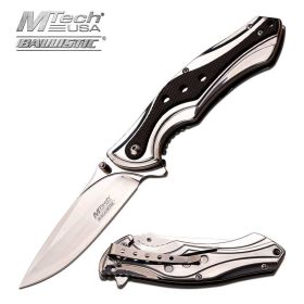 Mtech Usa Ballistic Black Mirror Reflect Tactical Spring Assist Pocket Knife