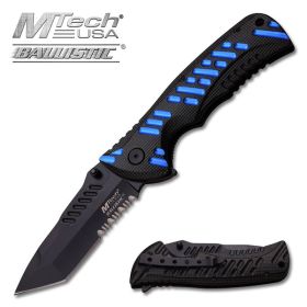 4.75 Inch Closed Blue Handle Spring Assisted Opening Knife