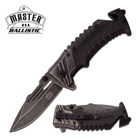 Ballistic Tactical Rescue Spring Assisted Knife Black Handle