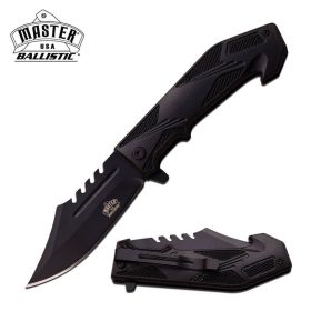 Ballistic Spring Assisted Opening Knife Black Sawback Blade