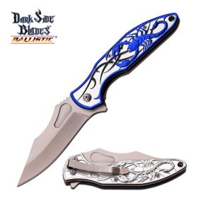 Dark Side Blades Blue Scorpion Rescue Hunting Camping Pocket Knife