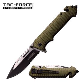 Tactical Folding Pocket Knife Assisted Open Rescue Army Green