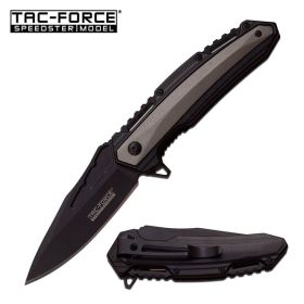Tac-Force 4.75 Inches Spring Assist Knife Black Handle With Grey Inlay