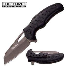 Tac-Force Black Pakkawood Gray Blade Cleaver Spring Assist Knife