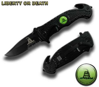 4.5" Spring Assist " Liberty Or Death " Folding Knife - Black
