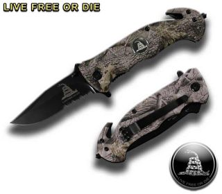4.5" Spring Assist " Live Free Or Die " Folding Knife - Camo