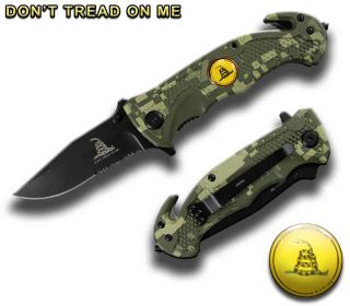 4.5" Spring Assist " Don'T Tread On Me " Folding Knife - Camo