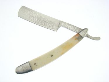 White Real Bone Handle Straight Razor