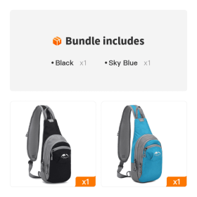 Single Shoulder Backpack (Color: Black+Sky Blue)
