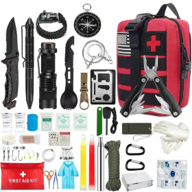Outdoor SOS Emergency Survival Kit (Color: Red, Ships From: China)