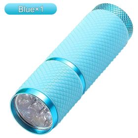 Rubber Coated Mini 9 LED Flashlight (Color: Blue-1PC Without Battery)